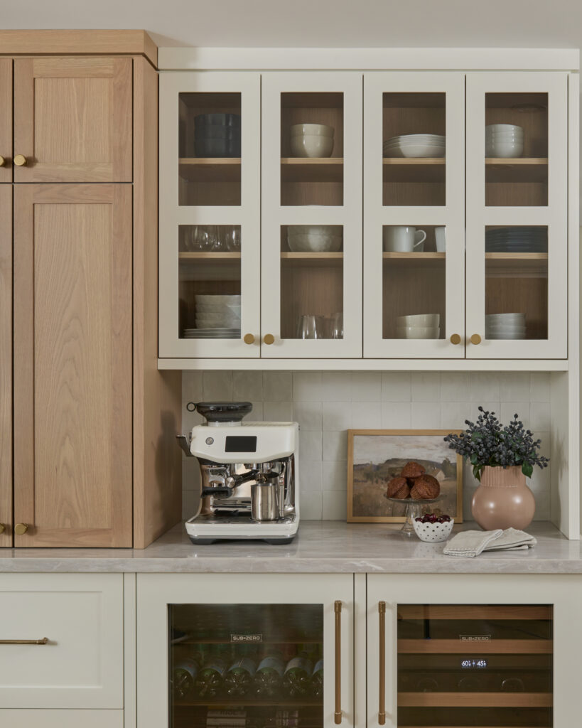 Coffee bar and beverage station at Project Claremont, a kitchen renovation by Erin Interiors.